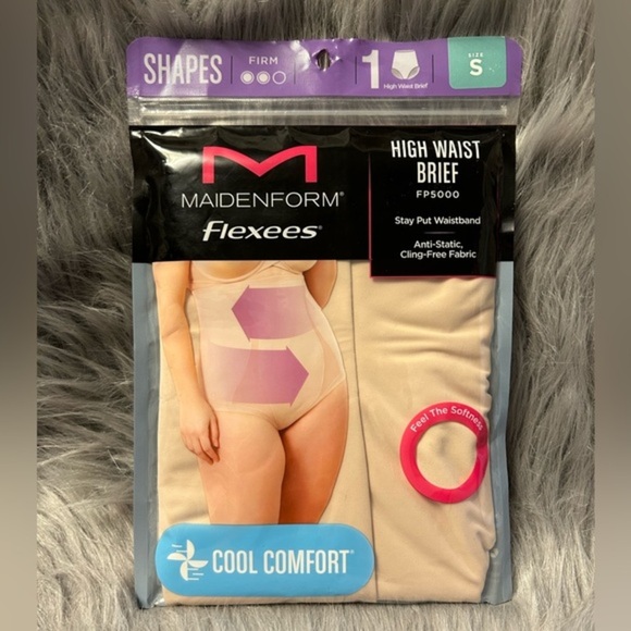 Maidenform Flexees Shapewear Womens Size Small Beige Stretchy High Waist Brief‎ - Picture 1 of 4